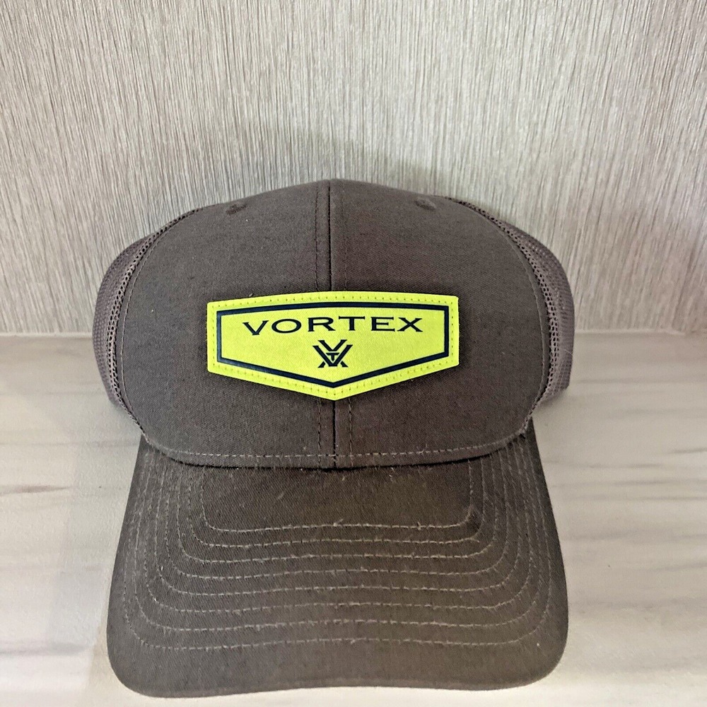Vortex Optics Mesh Grey SnapBack Adult Adjustable Hat Cap Patch Lime green
